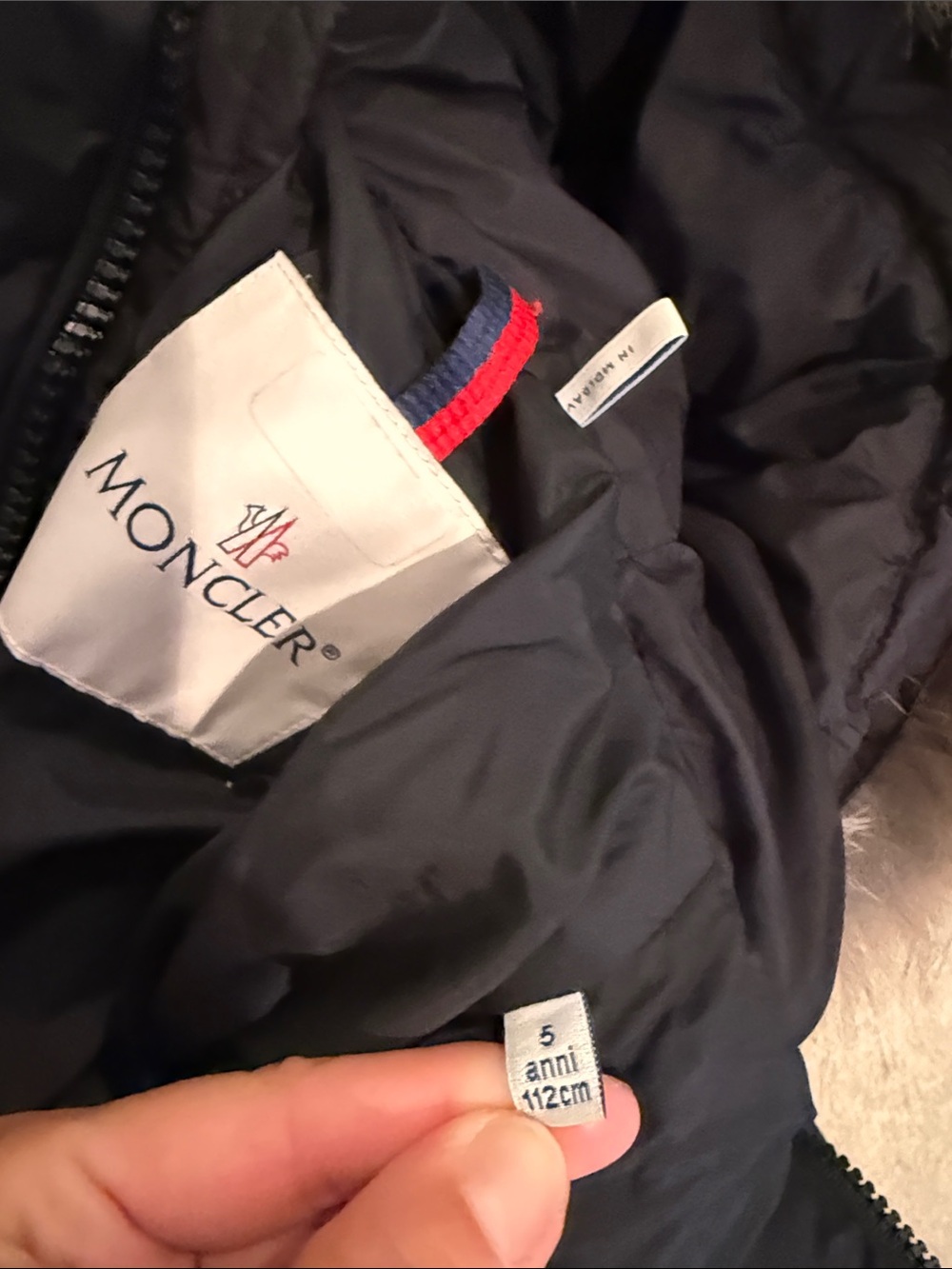Moncler Black Down Jacket with Fur-Trim Hood - Picture 3 of 5